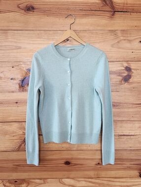 J. Crew 100% Cashmere Long Sleeve Seafoam Green Button Down Cardigan Medium